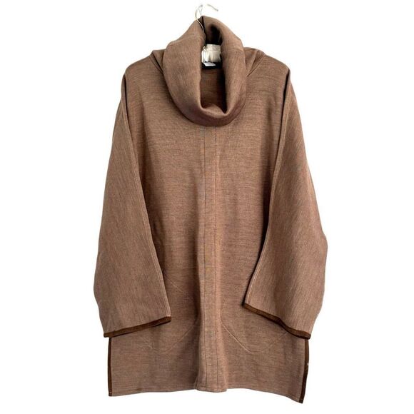 Soft Surroundings Women’s MED Wool Blend Knit Cowl Neck Tunic Top Brown - Picture 1 of 6